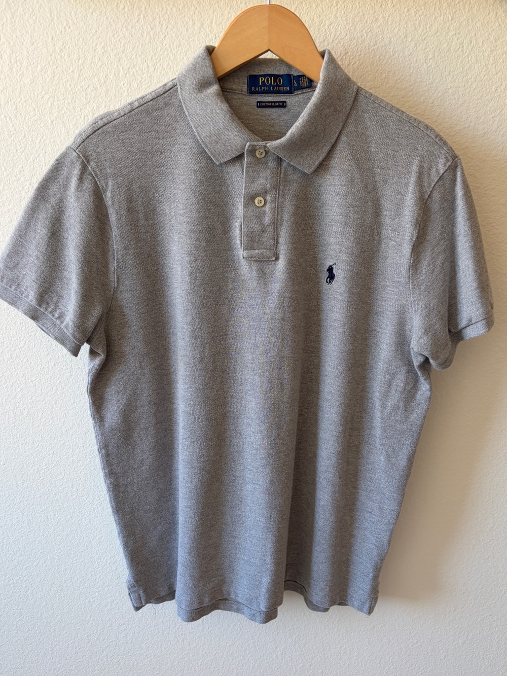 Polo by Ralph Lauren Custom Slim Fit Men's Grey Classic Cotton Polo Shirt Large
